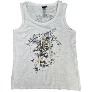 Harley-Davidson White Burnout Tank Wieblers Quad Cities Davenport‎ Iowa S